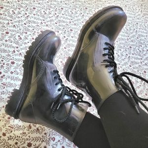 Grey-tint Clear Combat Boots